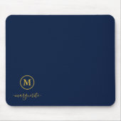 Tapis De Souris Monogramme bleu marine et or (Devant)