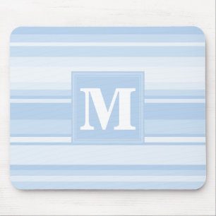 Tapis De Souris Monogramme Bleu rayures