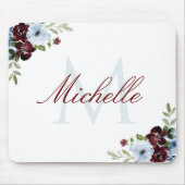 Tapis De Souris monogramme bleu-roux bordeaux (Devant)