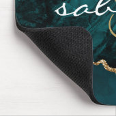 Tapis De Souris Monogramme bleu sarcelle or agate géode (Coin)