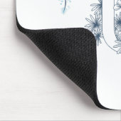 Tapis De Souris Monogramme bleu "U" initial Floral calme (Coin)