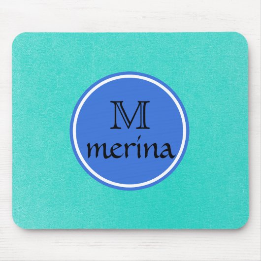 Tapis De Souris Monogramme Bleu Vert Cercle Or (Devant)