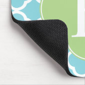 Tapis De Souris Monogramme bleu vert Quatrefoil (Coin)