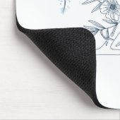 Tapis De Souris Monogramme bleu "X" floral calme initial (Coin)