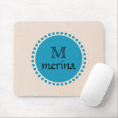 Tapis De Souris Monogramme Blue Turquoise Gold Circle (Avec souris)