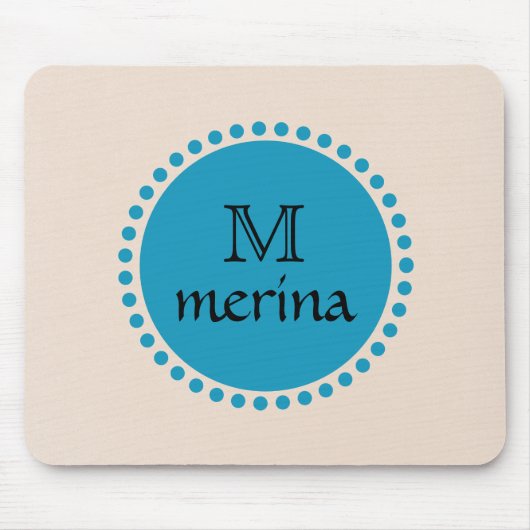 Tapis De Souris Monogramme Blue Turquoise Gold Circle (Devant)