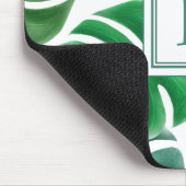 Tapis De Souris Monogramme botanique vert moderne (Coin)