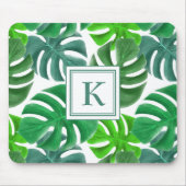 Tapis De Souris Monogramme botanique vert moderne (Devant)