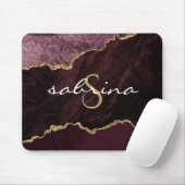 Tapis De Souris Monogramme Bourgogne Agate Géode (Avec souris)