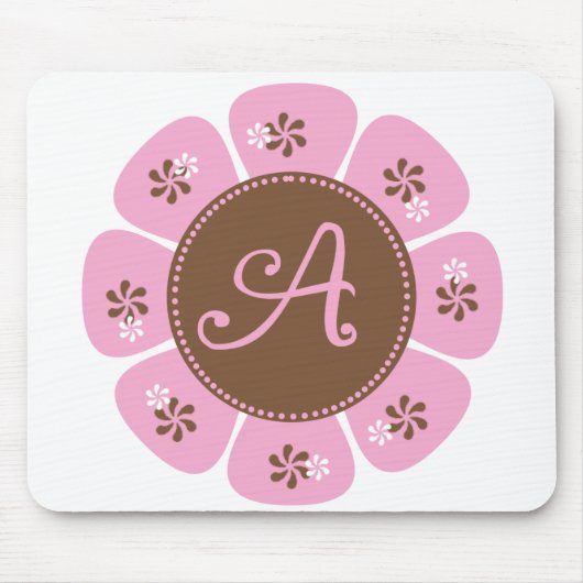 Tapis De Souris Monogramme Brown et rose A (Devant)