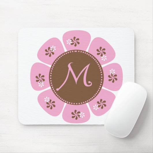 Tapis De Souris Monogramme Brown et rose M (Avec souris)