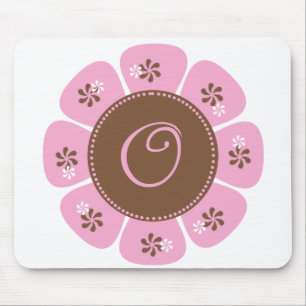 Tapis De Souris Monogramme Brown et rose O