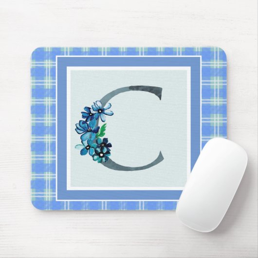Tapis De Souris Monogramme "C" bleu plaqué (Avec souris)