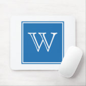 Tapis De Souris Monogramme carré Mousepad de bleu (Avec souris)