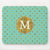 Tapis De Souris Monogramme Chic Gold Glam and Mint Dots (Devant)