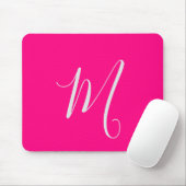 Tapis De Souris monogramme chic rose chaud (Avec souris)