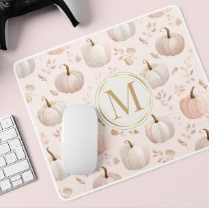 Tapis De Souris Monogramme Citrouille Pastel - Initiale personnali