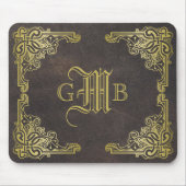 Tapis De Souris Monogramme Classic Gold Frame Antique Cuir Fancy (Devant)