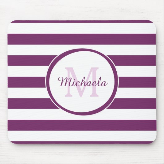 Tapis De Souris Monogramme Classique Avec Broad Bright Purple Stri (Devant)