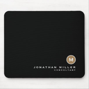 Tapis De Souris Monogramme classique minimal en or noir