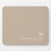 Tapis De Souris Monogramme classique minimal Nom Beige (Devant)
