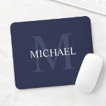 Tapis De Souris Monogramme classique personnalisé et nom Navy Blue<br><div class="desc">Monogramme personnalisé et Name Giftfeatures nom personnalisé en blanc et monogramme en bleu marine clair comme arrière - plan, dans le style de police serif classique, sur arrière - plan bleu marine. Parfait comme cadeau de vacances, cadeau de fête des pères pour papa et cadeau pour toutes les occasions spéciales....</div>