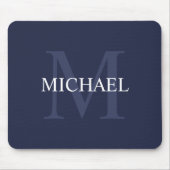 Tapis De Souris Monogramme classique personnalisé et nom Navy Blue (Devant)