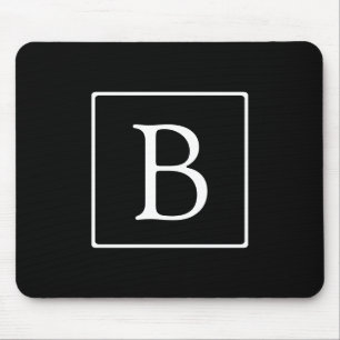 Tapis De Souris Monogramme classique simple   Texte noir et blanc