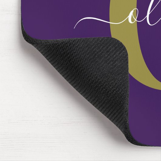 Tapis De Souris Monogramme customisé Nom du script Purple White Go (Coin)