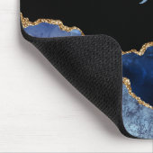 Tapis De Souris Monogramme d'Agate bleu et or de la Marine (Coin)