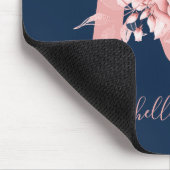 Tapis De Souris Monogramme d'aquarelle florale de la marine rose (Coin)