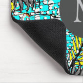 Tapis De Souris Monogramme d'Art Floral Exotique Abstrait (Coin)