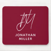 Tapis De Souris Monogramme de Bourgogne minimaliste moderne (Devant)