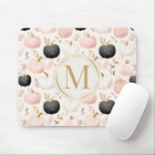 Tapis De Souris Monogramme de citrouille moderne – Initiale person (Avec souris)