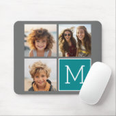Tapis De Souris Monogramme de collection de photos Turquoise et gr (Avec souris)