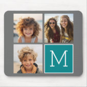 Tapis De Souris Monogramme de collection de photos Turquoise et gr (Devant)