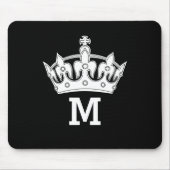 Tapis De Souris Monogramme de couronne blanche personnalisé (Devant)