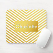 Tapis De Souris Monogramme de coutume de chevron d'or (Avec souris)