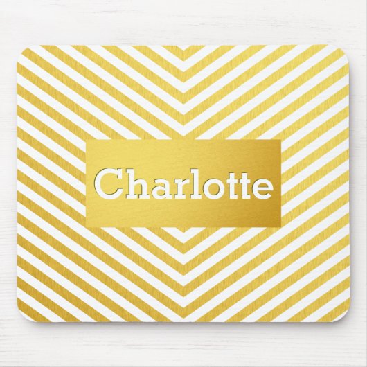 Tapis De Souris Monogramme de coutume de chevron d'or (Devant)