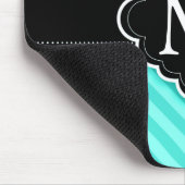 Tapis De Souris Monogramme de coutume de noir de motif de rayures (Coin)