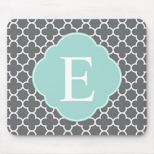 Tapis De Souris Monogramme de feuille de papier gris gris (Devant)