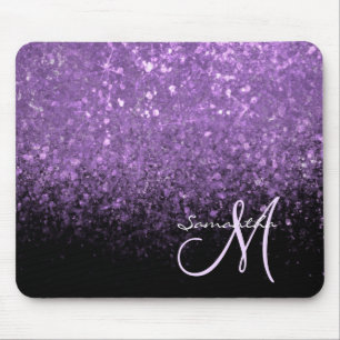 Tapis De Souris Monogramme de fille Parties scintillant violet éti