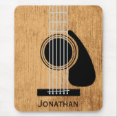 Tapis De Souris Monogramme de guitare acoustique en bois vieilli (Devant)