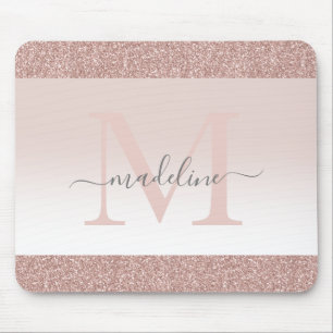 Tapis De Souris Monogramme de la Parties scintillant d'or de rose 
