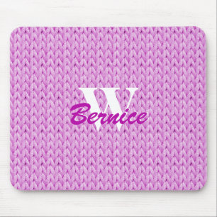 Tapis De Souris Monogramme de la souris rose Tricot