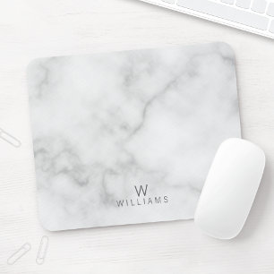 Tapis De Souris Monogramme de Marbre blanc minimaliste simple et m