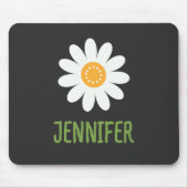Tapis De Souris Monogramme de marguerite blanche moderne (Devant)
