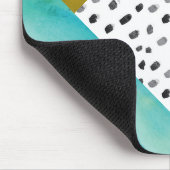 Tapis De Souris Monogramme de médias mixtes turquoise et or (Coin)