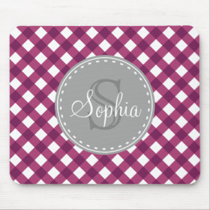 Tapis De Souris Monogramme de Motif blanc En vichy
