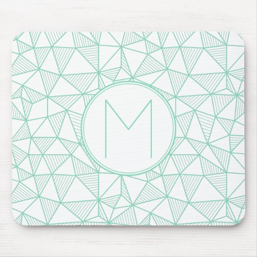 Tapis De Souris Monogramme de Motif géométrique moderne et blanc (Devant)